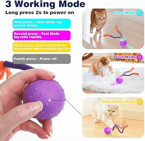Miniatura 3 de Juguetes interactivos para gatos, para esconderse y buscar, toque para activar, enrollar rápidamente en la bolsa de cría, sonido chirriante de ratón