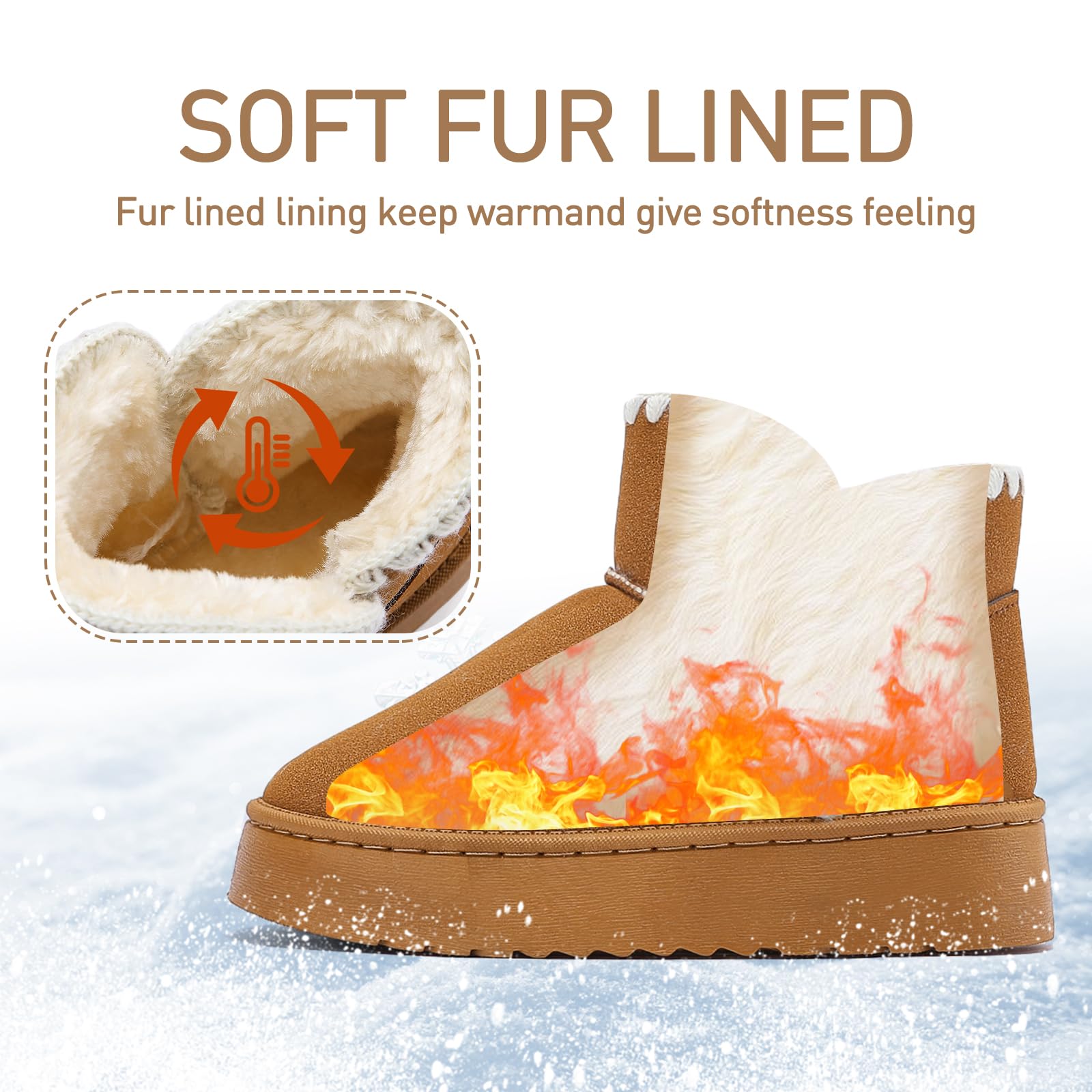 Jifenkla Stivali da Neve Donna,Design in pizzo a onde alla moda,Foderato Caldo Stivaletti invernali,Antiscivolo Impermeabili suola in gomma,Leggerie Comode Pelliccia Breve Scarpe,Outdoor