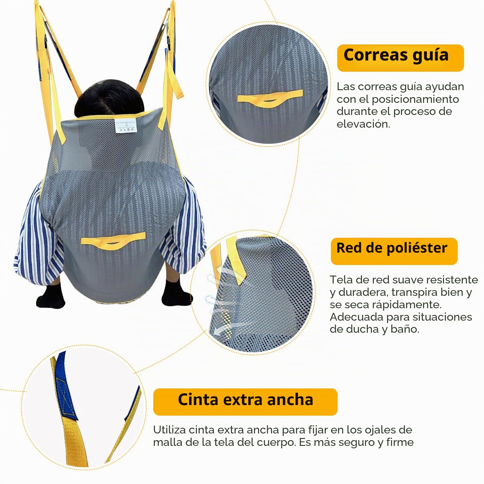 Cinturón de elevación para pacientes con espalda y parte de las piernas, correa de malla universal para el inodoro, transferencia para Elderly, correa de elevación para transferencia, posicionamiento