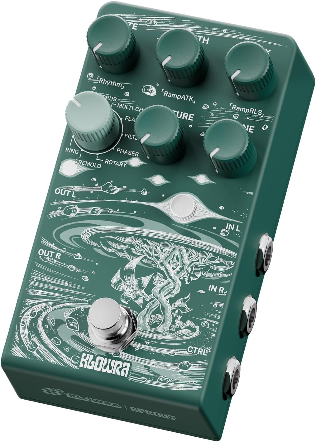 Sprout Modulation Guitar Pedal for Electric Guitar with CTRL Input, Digital Guitar Pedal with 9 Effects Rotary,Chorus,Flanger,Analog Dry Through,True Bypass, Tap Tempo,Presets