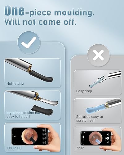 Miniatura 3 de Eliminación de cera de oídos, limpiador de oídos con cámara y luz, cámara de microscopio con juego de 7 piezas, kit de eliminación de cera con 6