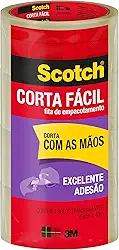 Scotch, 3M, Fita de Empacotamento Corta Fácil, 4 Rolos, 45mm x 40M