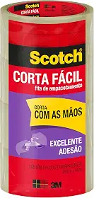 Scotch, 3M, Fita de Empacotamento Corta Fácil, 4 Rolos, 45mm x 40M