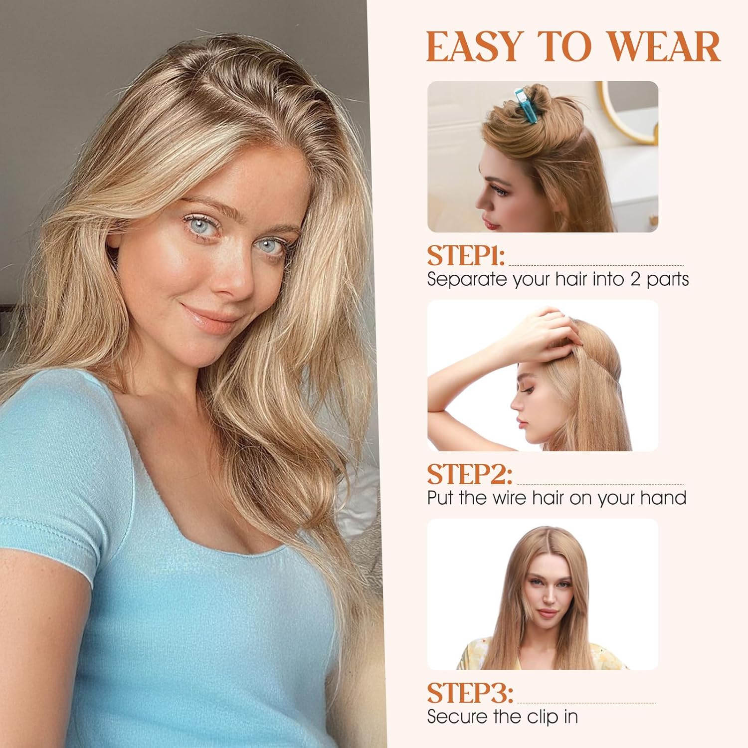 S-noilite Halo Hair Extensions Real Human Hair 12inch Short Straight Halo Hair Extensions for Women Adjustable Golden Brown/Bleach Blonde Halo Extensions