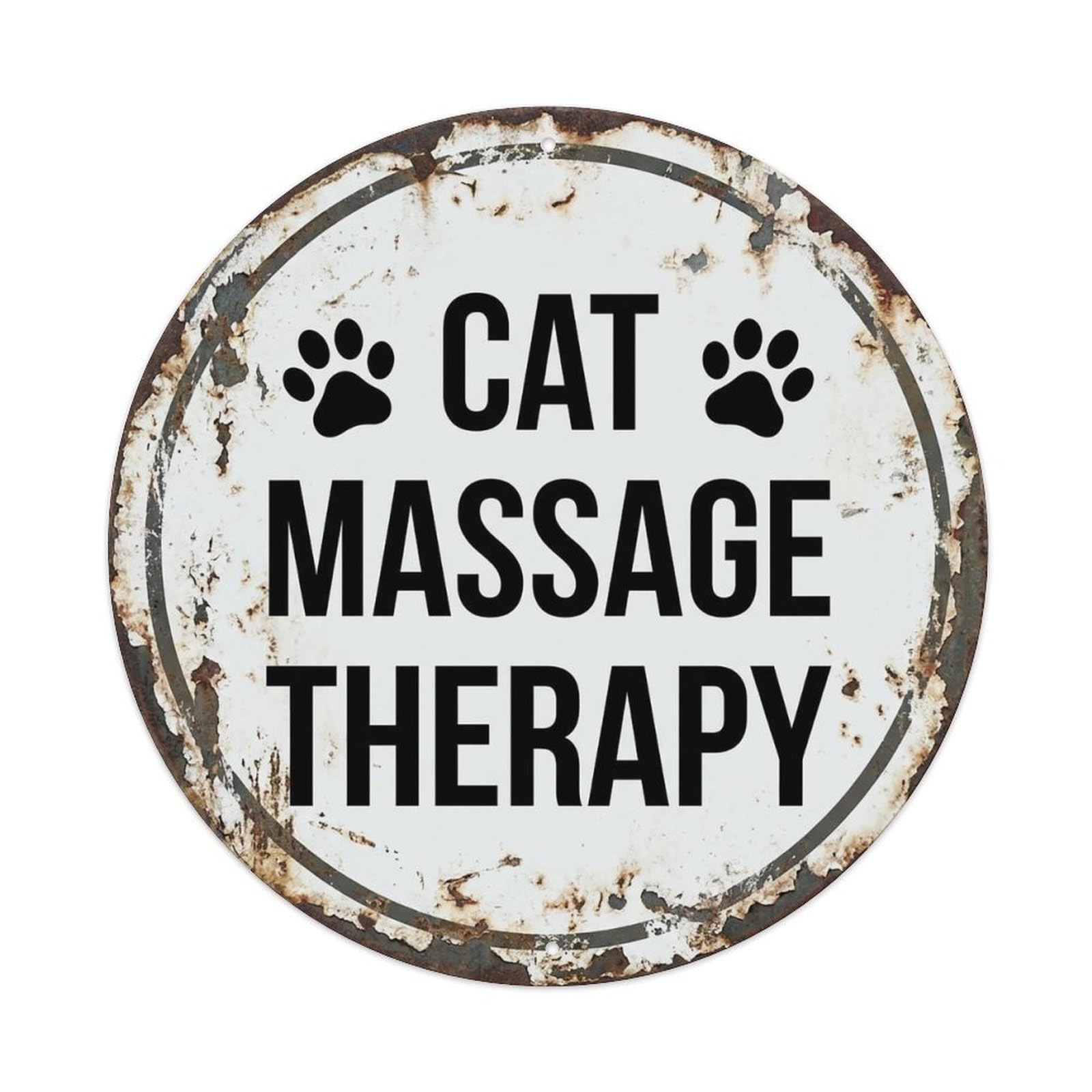 Vintage Cat Massage Therapy Spa Vintage Metal Tin Sign Plaque Wall Decor for Cafe, Club Bar, Office, Garden Metal Poster 8x8Inch