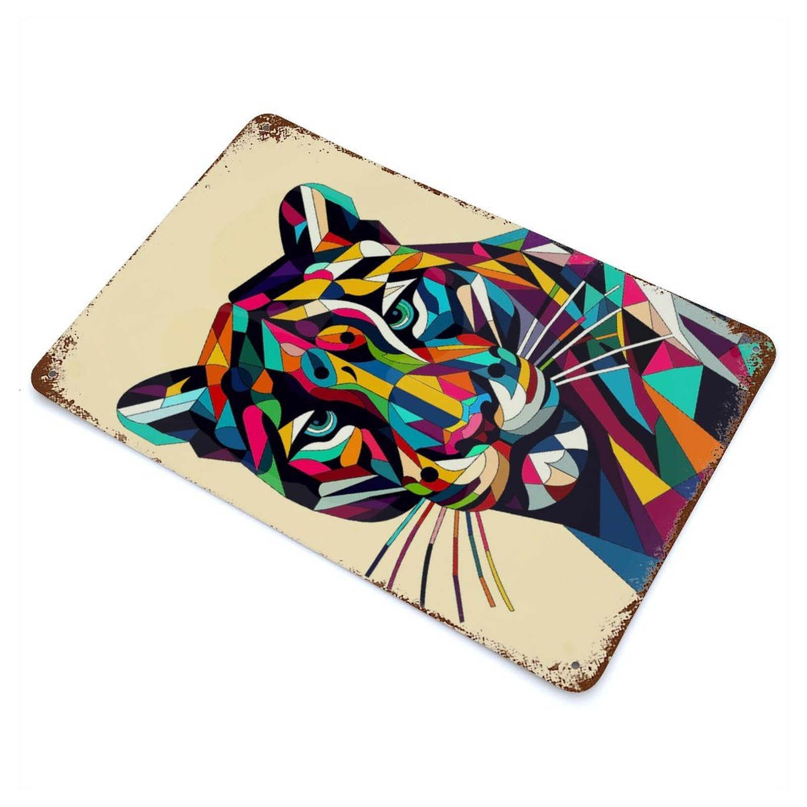 Panther Wpap Pop Art 11.8"x7.9" Rust Effect Tin Sign, Rustic Home Decor for Office, Studio And Wall Decor
