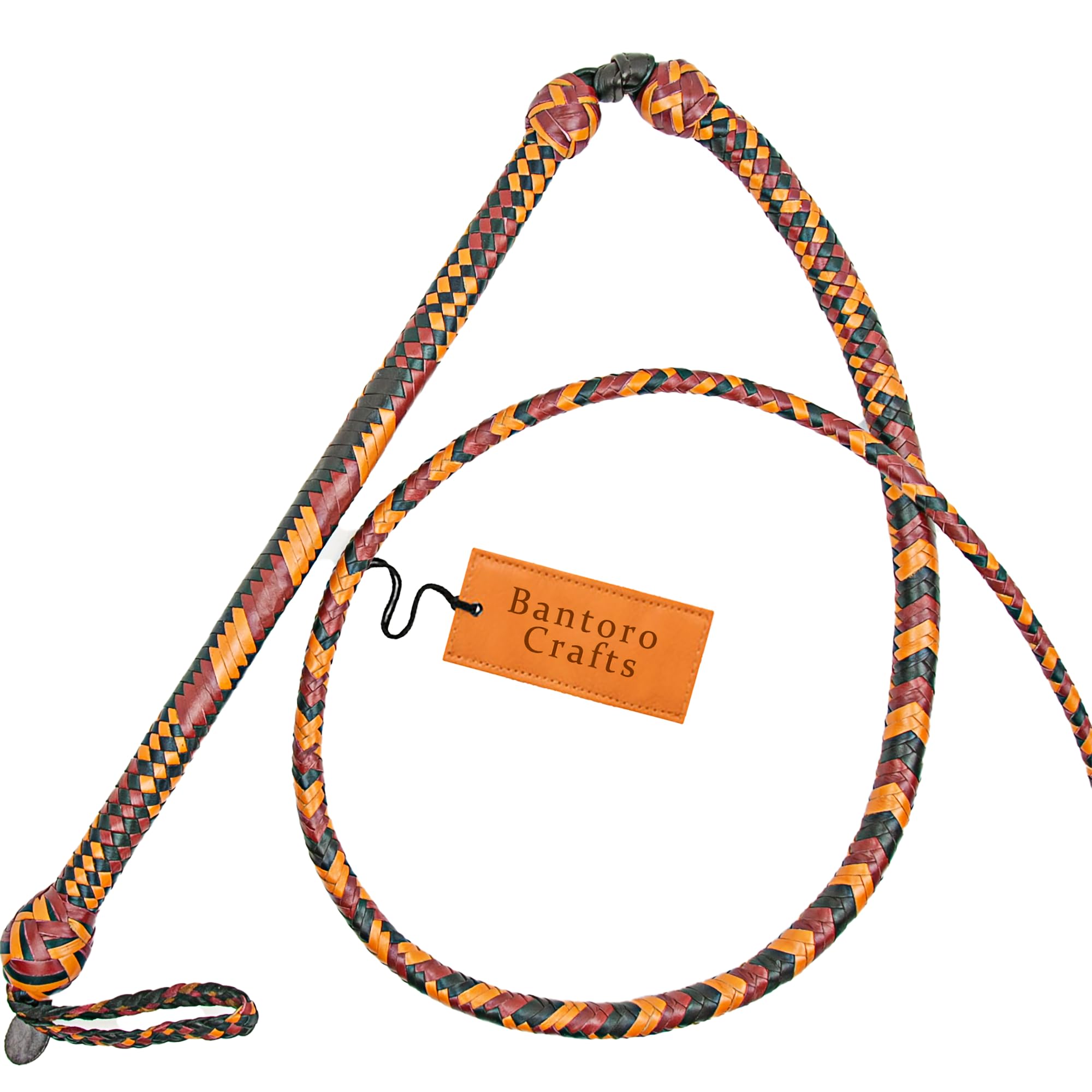 Marrone, Rosso e Nero Frusta 16 trecce Fili Pelle Intrecciata Frusta in Vera Pelle Pancia in Pelle e Supporto in Pelle all'Interno Frusta Che schiocca Forte