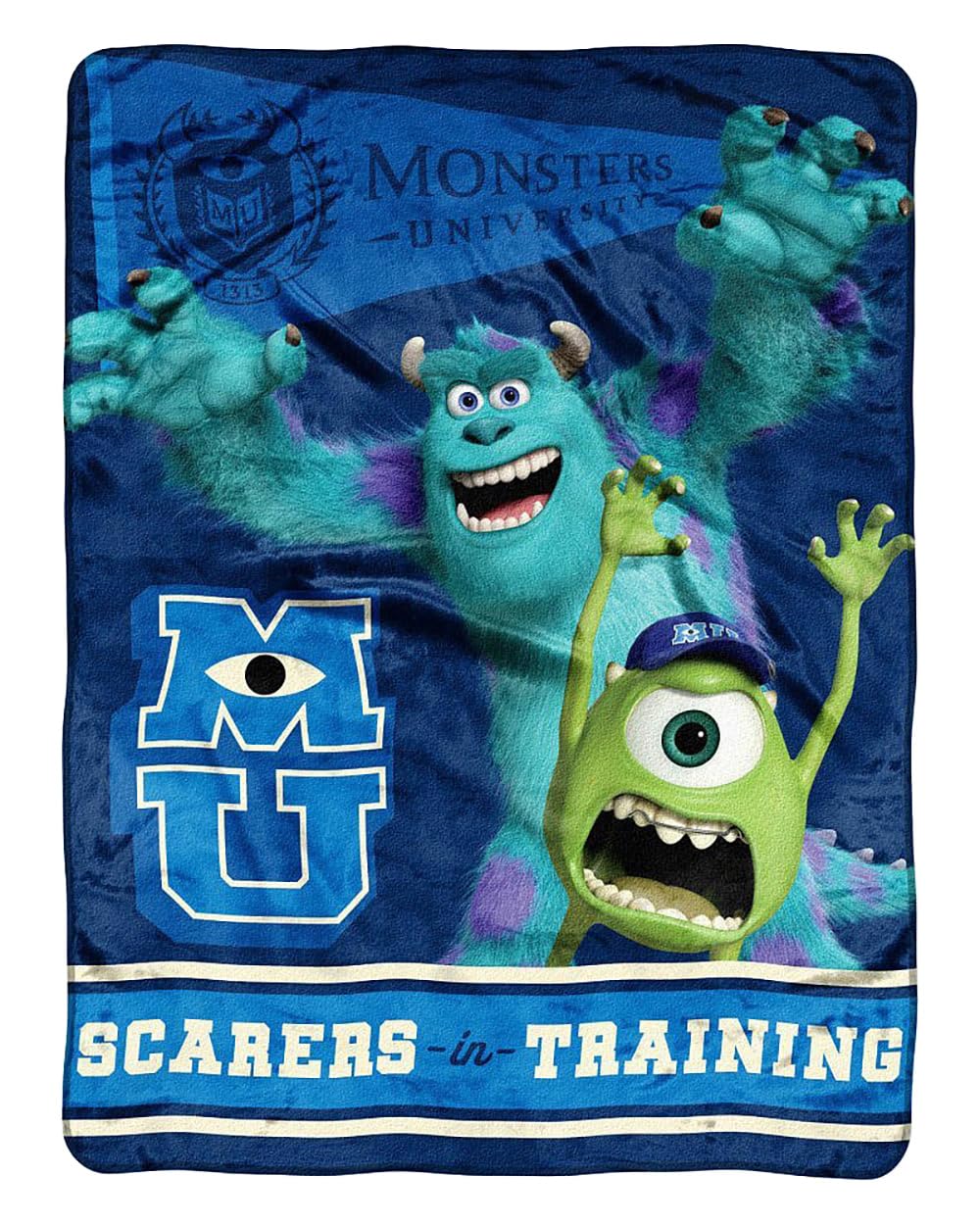 Disney Monsters Inc University Scarers in Training Micro Raschel Throw Blanket 46"x60" (116cm x 152cm)