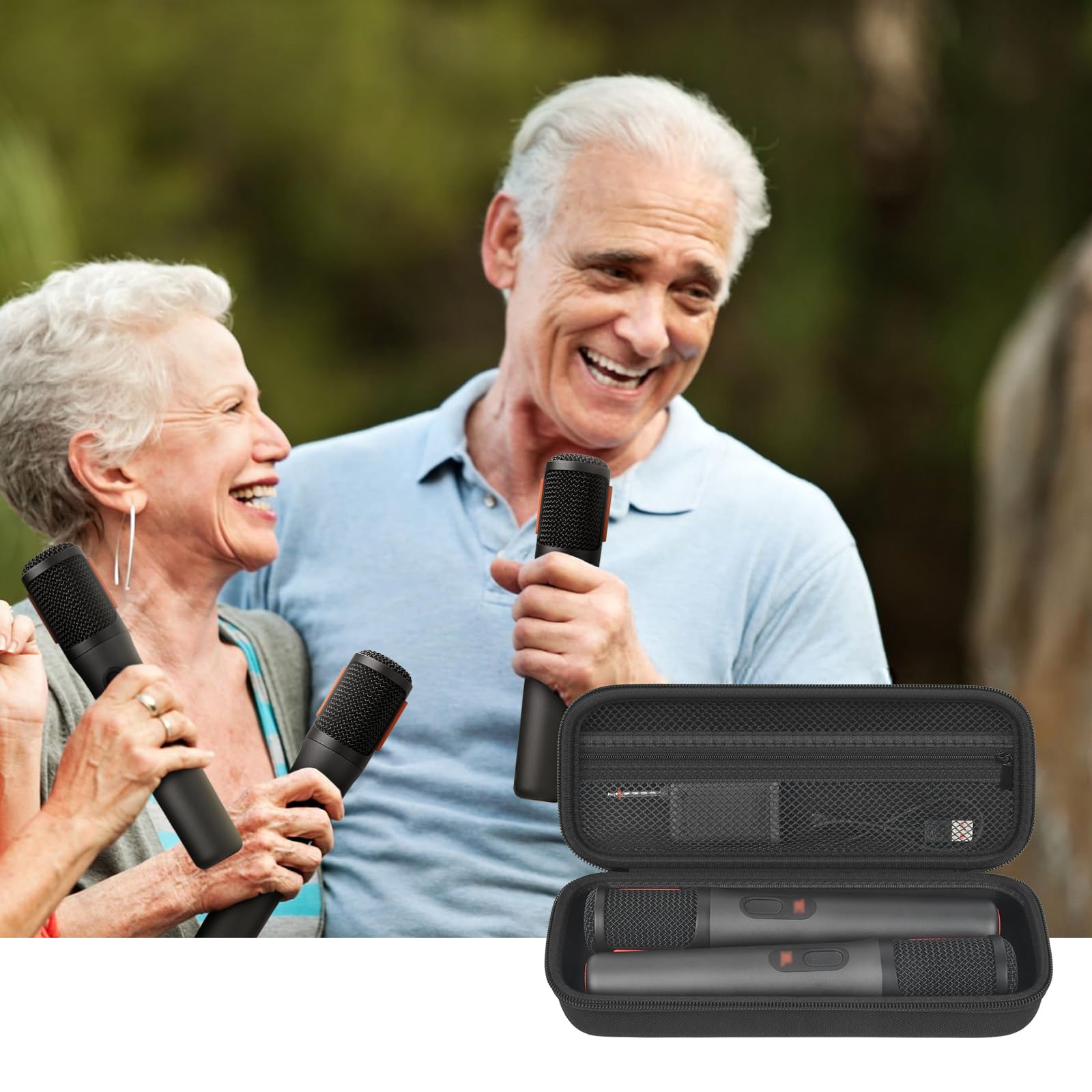 Custodia rigida per JBL Wireless Two Microfono System per JBL PartyBox 2 X Microfono Digitale Portatile Dual Mic Borsa da Viaggio con Caso di spugna fai da te