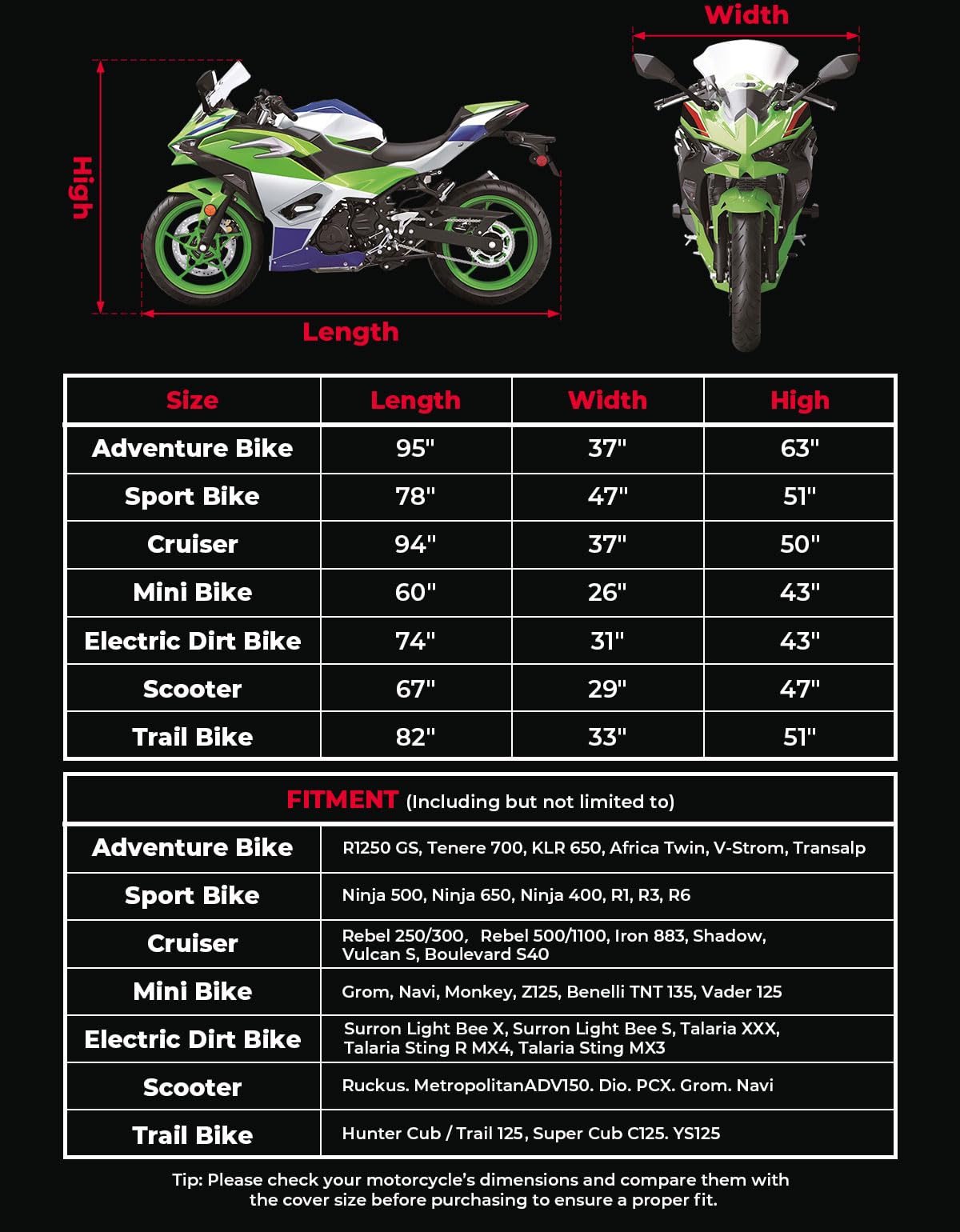 KEMIMOTO Housse de moto Adventure compatible avec R1250 GS, TENERE 700, KLR650, AFRICA TWIN NX500 TRANSALP, V-STROM Housse étanche à la lumière du soleil et à la poussière toutes saisons avec boucle