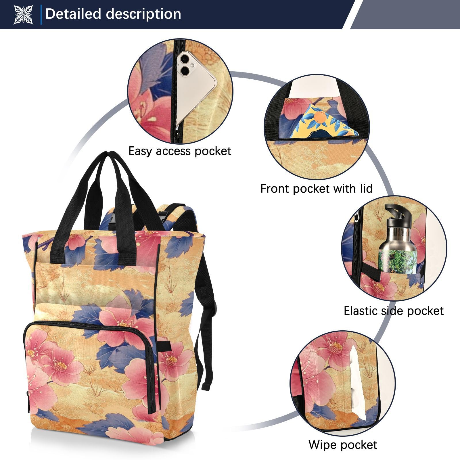 Borse Per Pannolini Per Bambina Bambino Primavera Safari Fiori