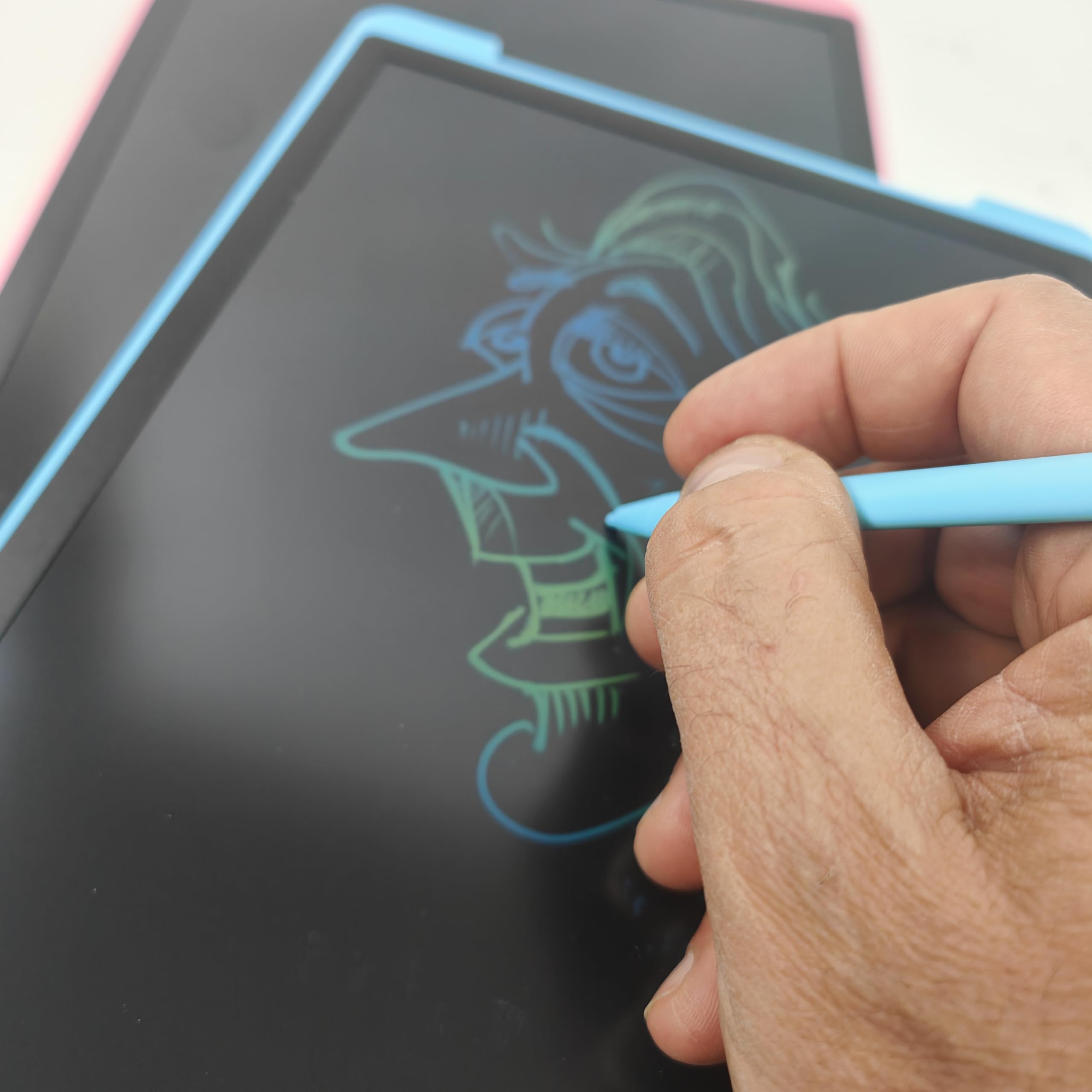 Meridiana - 4 Tavolette Grafiche LCD Scrittura Colorato 12 Pollici, Lavagna da Disegno Cancellabile, Regalo Bambini, Tavoletta Grafica per Giochi per 2 3 4 5 6 7 Anni (Blu&Rossa) (4, Rosa)