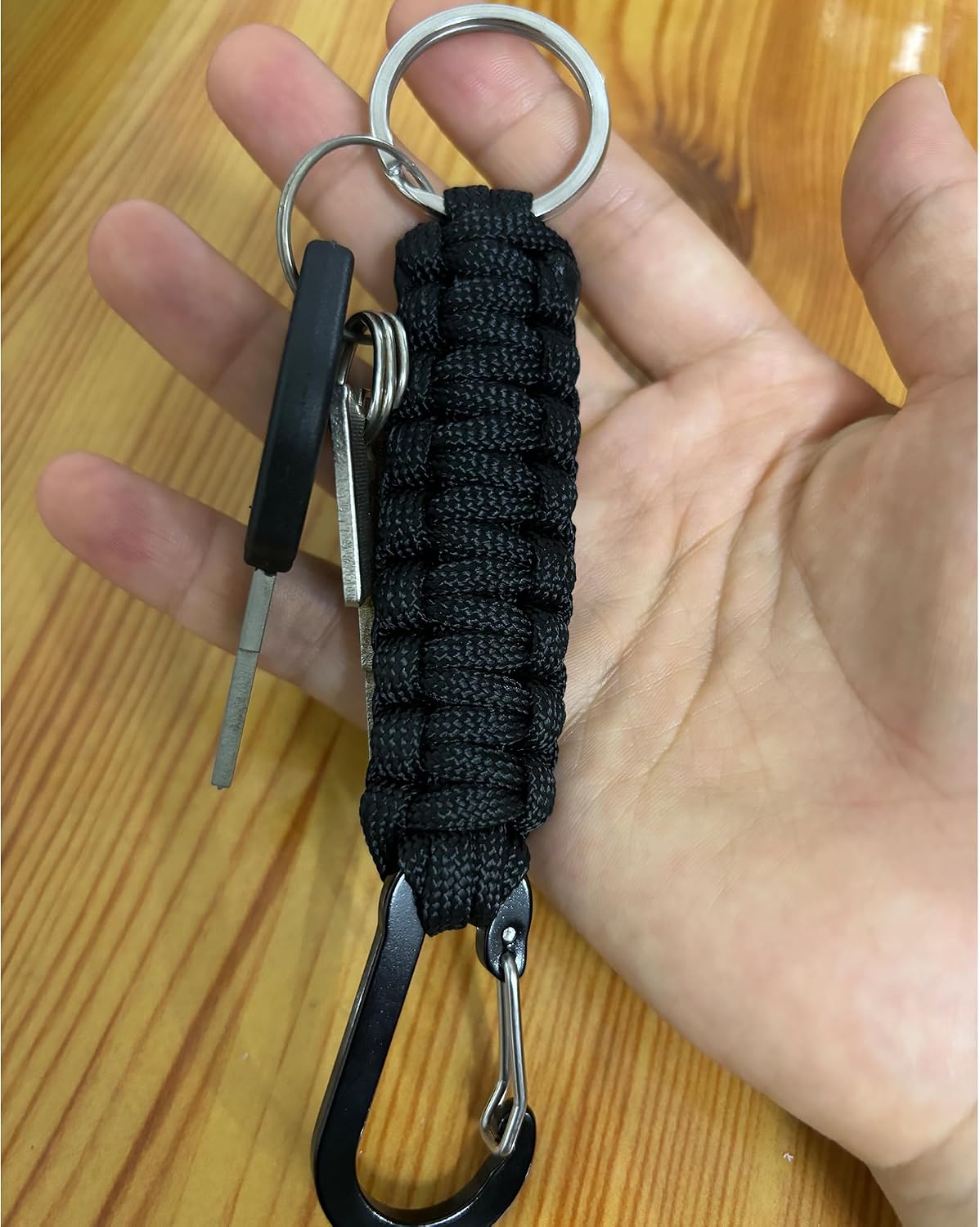 Paracord Keychain Carabiner for Men/Women, Heavy Duty Military Braided Key Chain Aluminum Key Clip for Keys，Camping，Hiking image 5