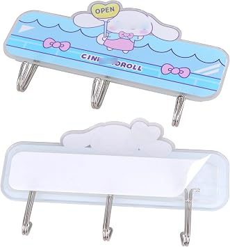 Roffatide Cartoon Cinnamoroll Hooks Wall Key Hooks for Hanging Kawaii Room Bedroom Bathroom Decor Creative Adhesive Hook for Scarf, Hat, Towel, Key, for Wall Hanging Decor