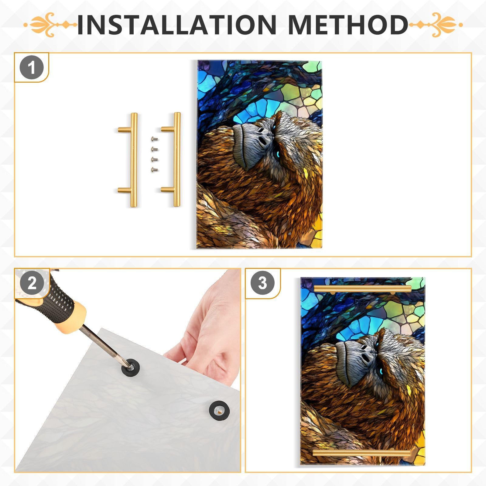 NFMILI Gorilla Colorful Vanity Tray Rectangle Acrylic Bathroom Tray Serving Trays for Centerpieces Modern Home Decor for Kitchen Bathroom Bedroom Living Room 7.9 × 11.8 in