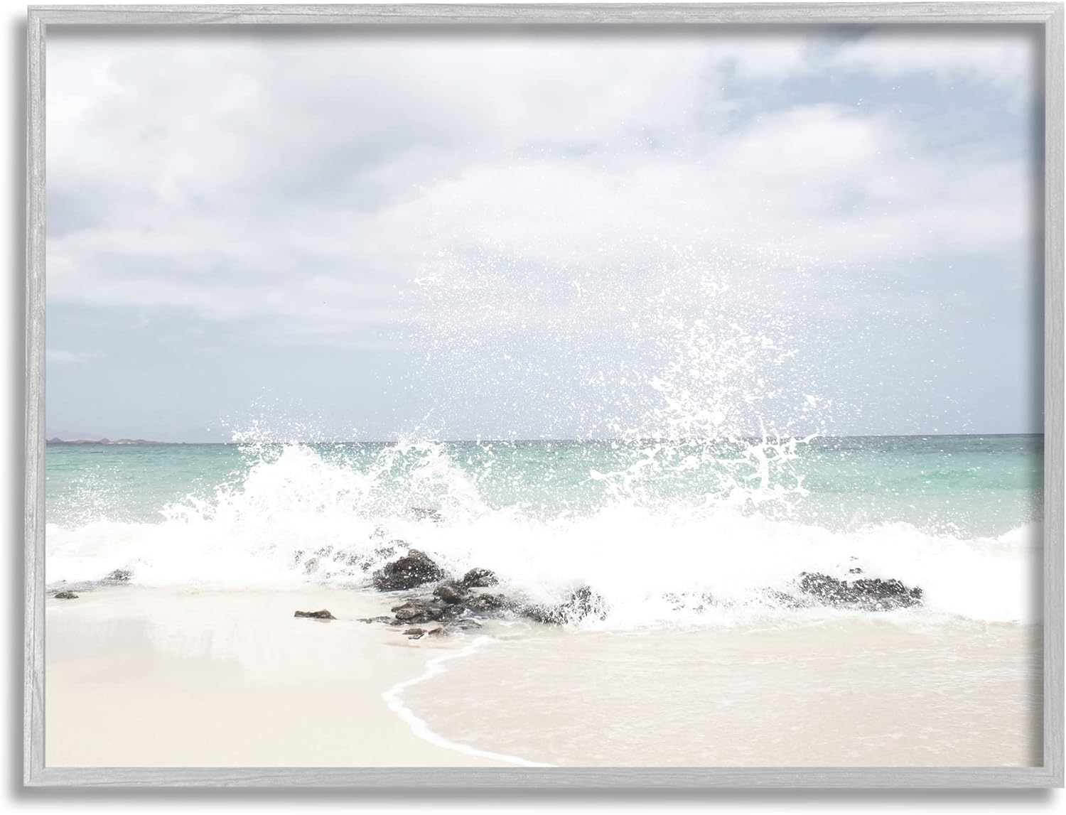 Stupell Industries Tropical Sea Coast Wave Splash Rocky Sand Beach, Design by Leah Straatsma