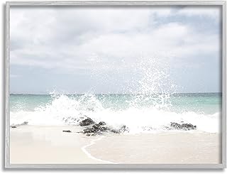 Stupell Industries Tropical Sea Coast Wave Splash Rocky Sand Beach, Design by Leah Straatsma