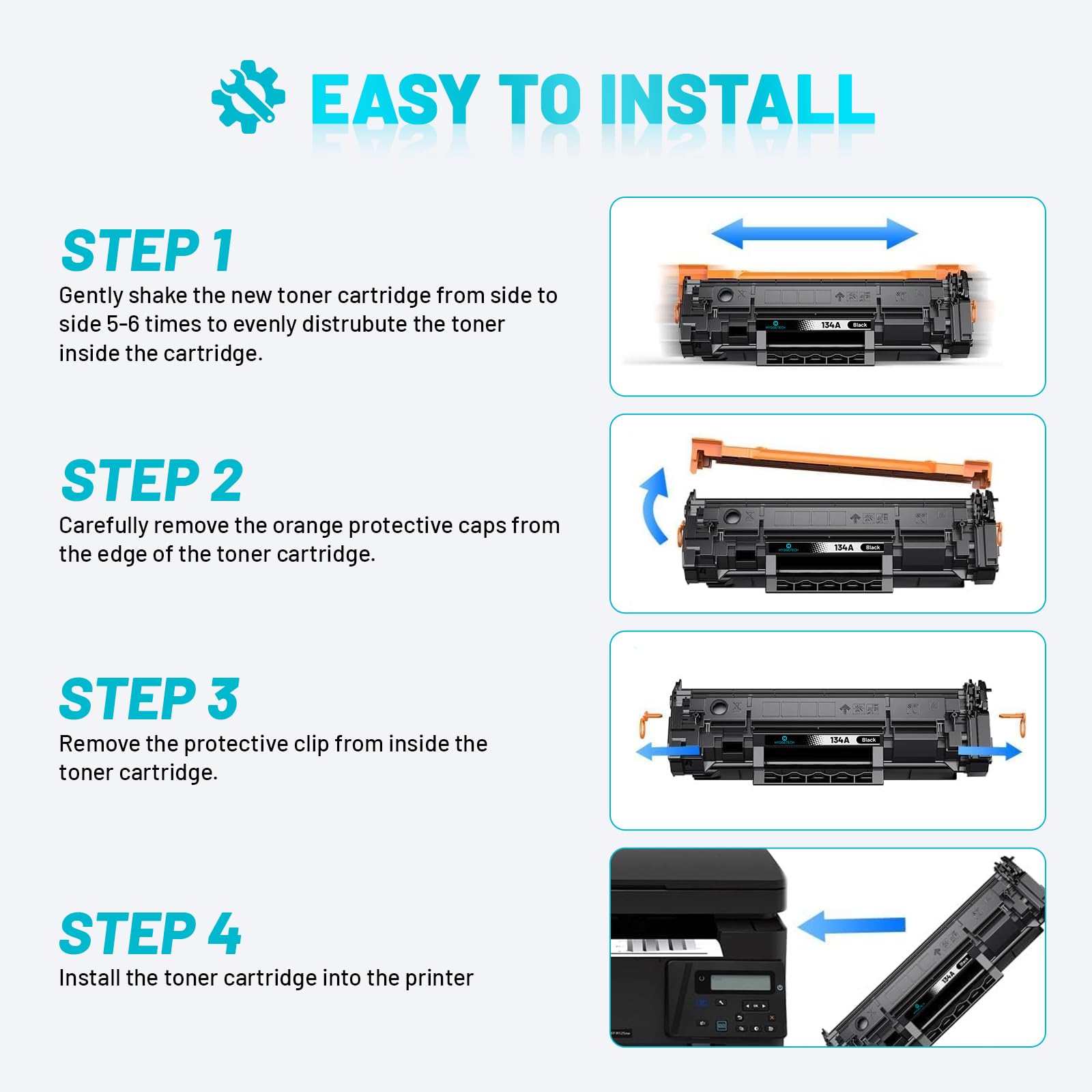 134A Toner Cartridges with Chip Replacement for HP 134A Toner Cartridges W1340A 134X W1340X Toner Work with HP LaserJet M209dw M209 MFP M234dw M234 M234sdw Printer (2 Black) — view 4