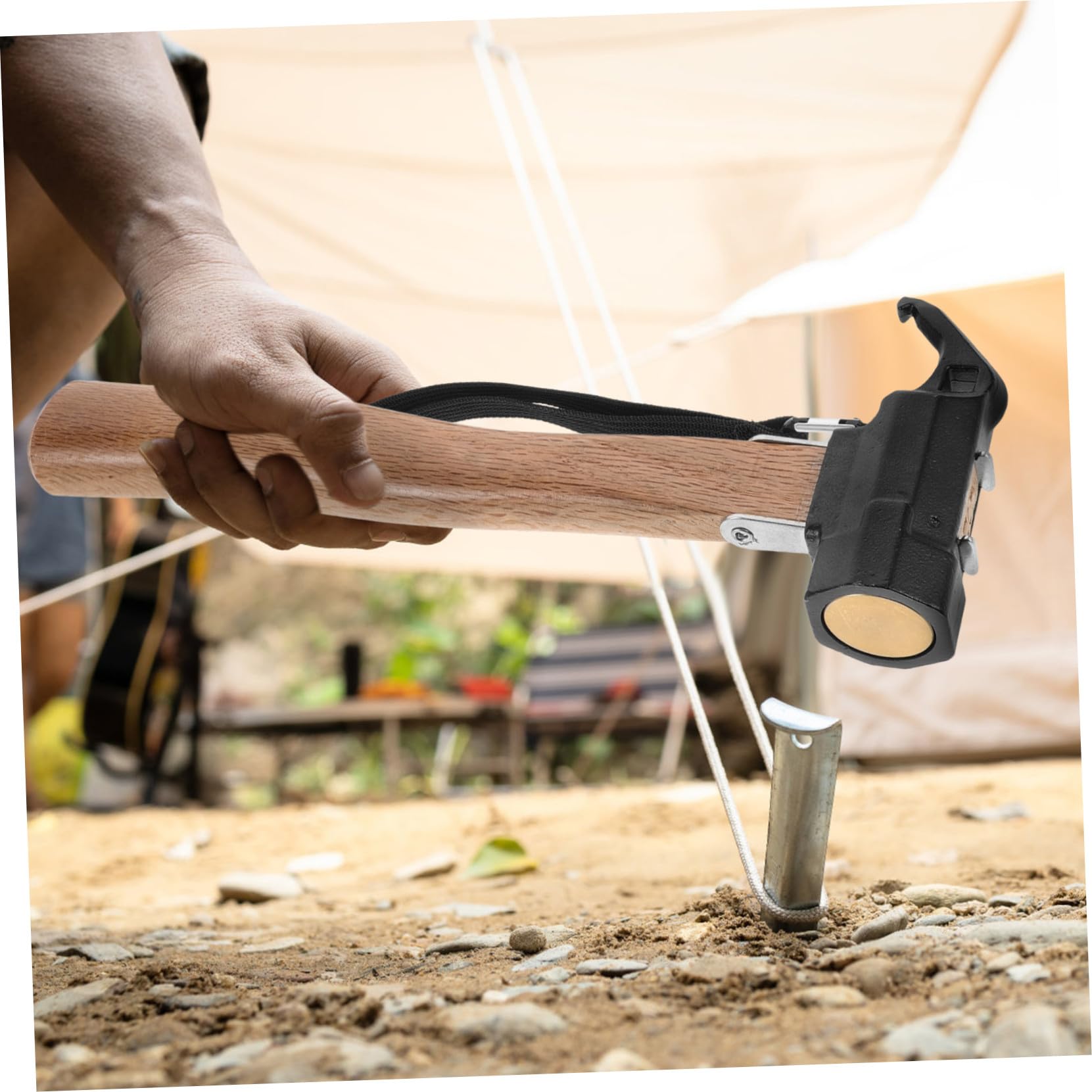 Tofficu Martillo De Tierra Para Carpas Extractor De Estacas Alta Resistencia Herramienta De Camping Para Acampar Senderismo Uso Al Aire Martillo Para Exteriores