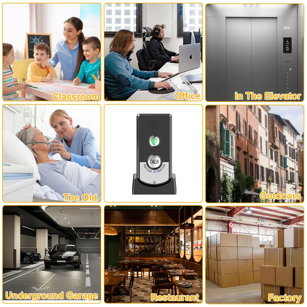 Interfonos para Casa, 1000M Interfono Inalambrico de 2 Vías, Intercomunicador Casa para Interiores con Luz Indicadora y Batería Para Casa, Oficina, Aula