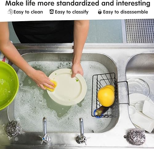 Miniatura 6 de Soporte para esponja de cocina, soporte para cepillo de platos, organización delgada del fregadero, cesta de drenaje, escurridor de líquidos,
