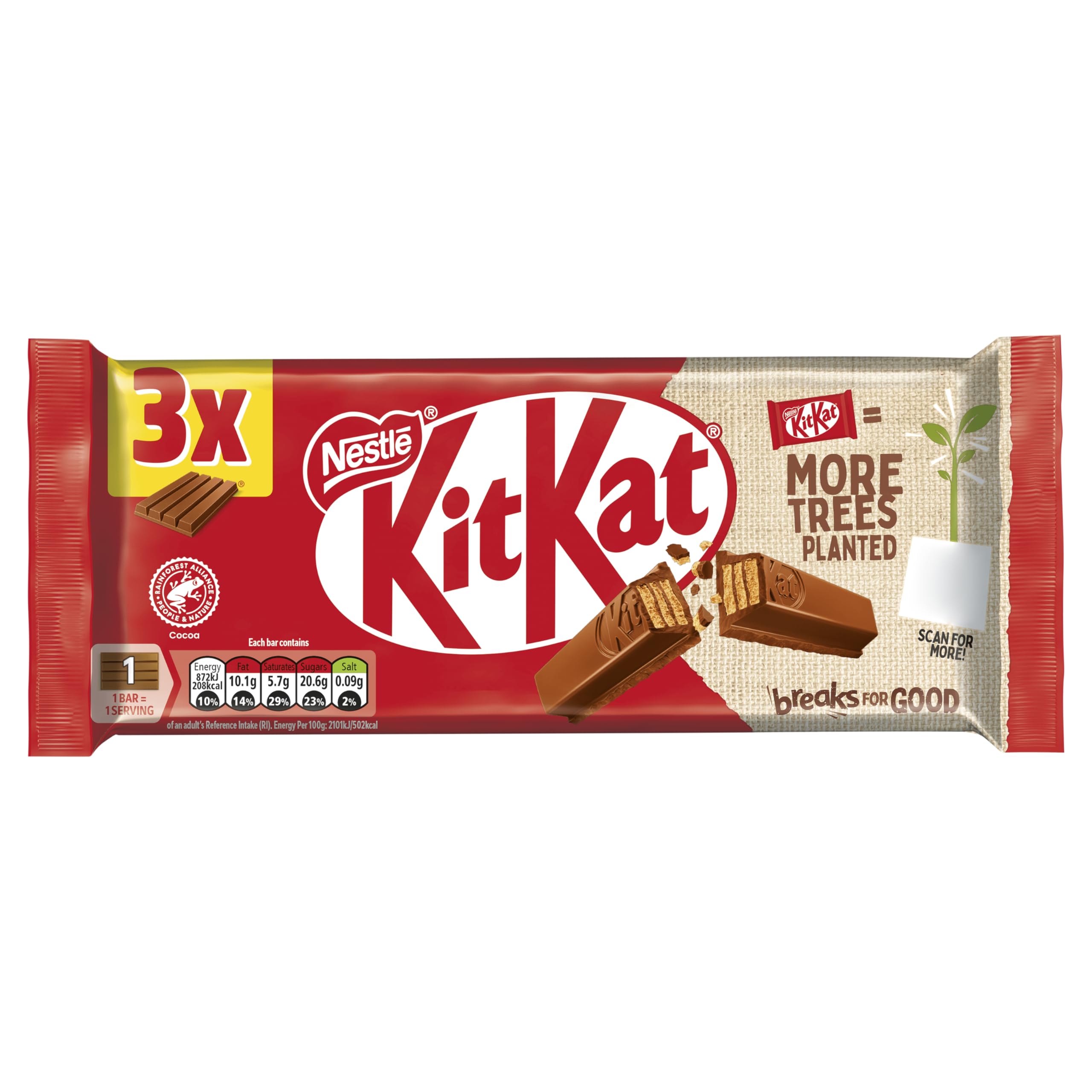 KitKat 4 Finger Milk Chocolate Bar Multipacks, 20 Pack of 3 x 41.5 g, (Total 60 Bars) 60 Bars x 41.5g 41.5g 4 Pack