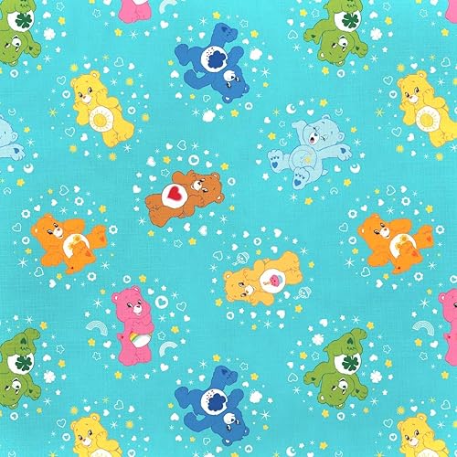 Miniatura 1 de Eugene Textiles Care Bears - Insignia para el vientre turquesa se vende por 12 yarda.