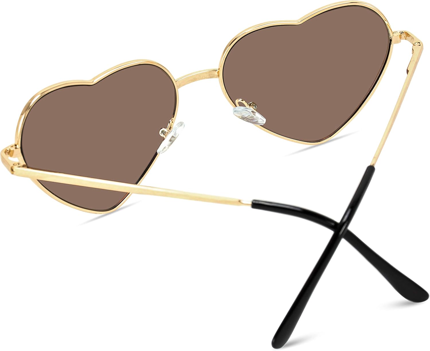 Women Metal Heart Frame Mirror Lens Cupid Heartshape Sunglasses Gold Frame / Mirror Blue Lens 55 Millimeters