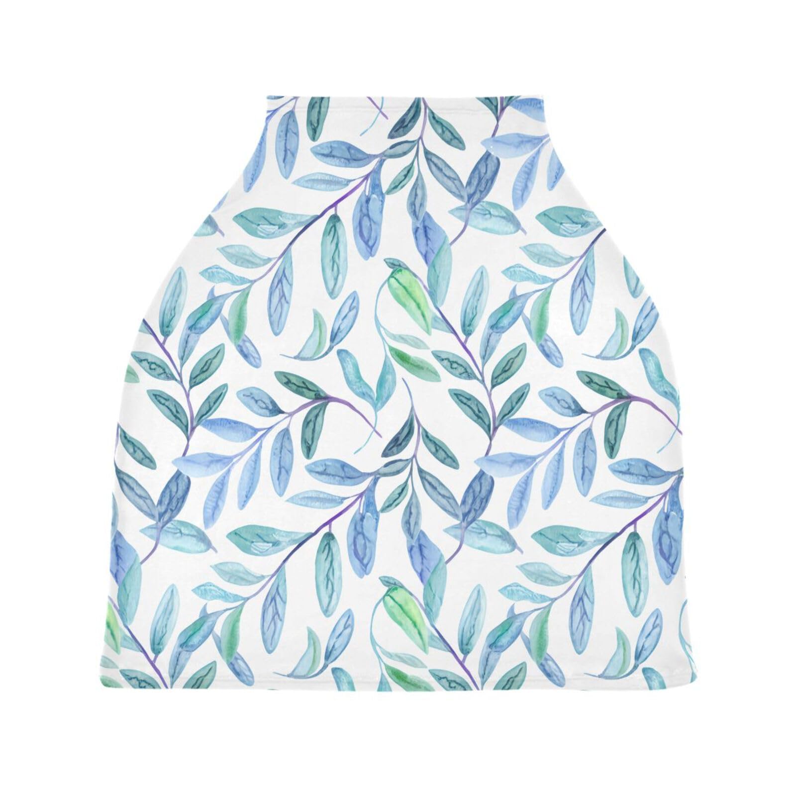 Nesatuwa Baby Car Seat Cover Aqua Foliage Breastfeeding Covers Stretchy Breathable Multi-Use Cover Carseat Canopy for Girls and Boys