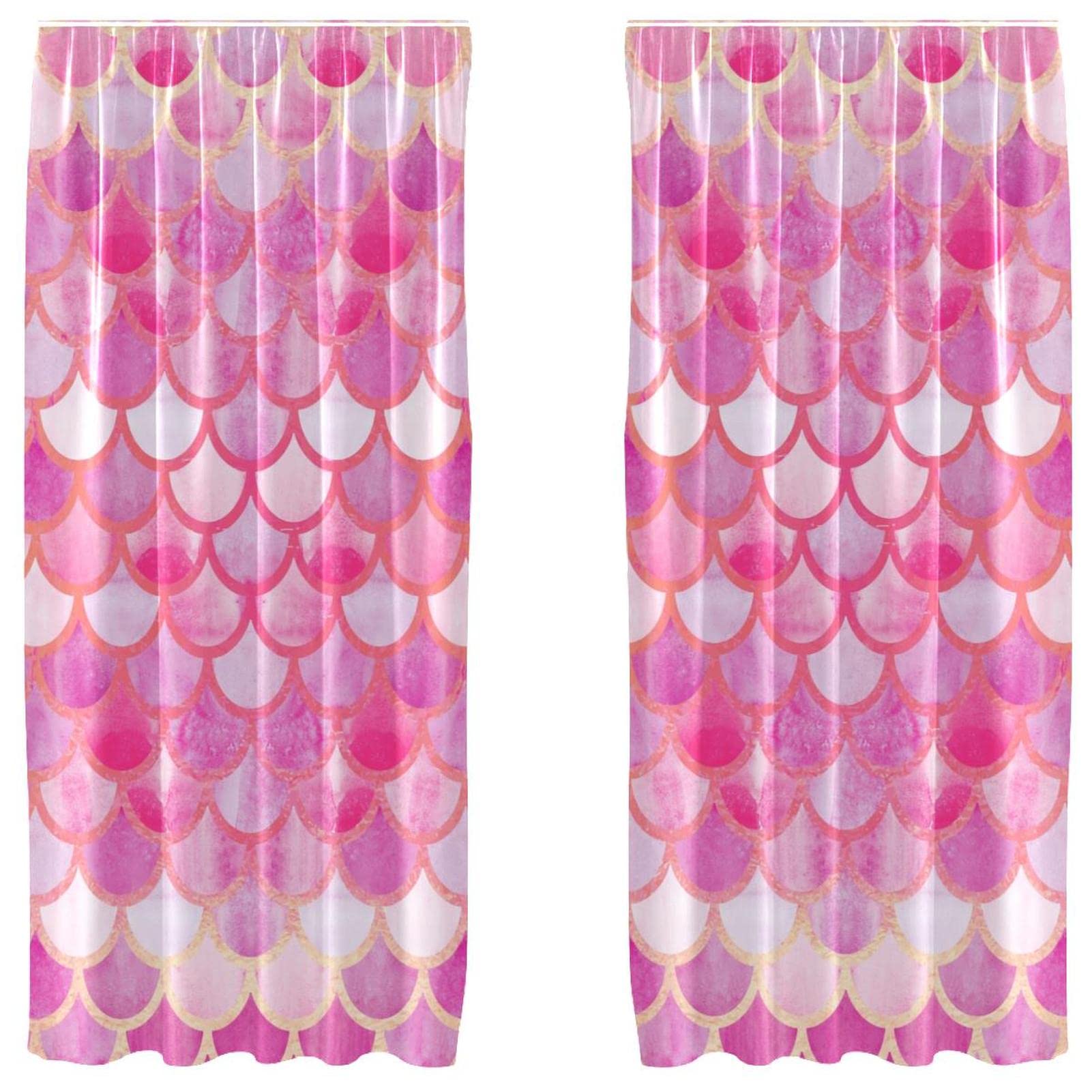 Rideaux occultants rose sirène 140x213cm : grand rideau microfibre enfant