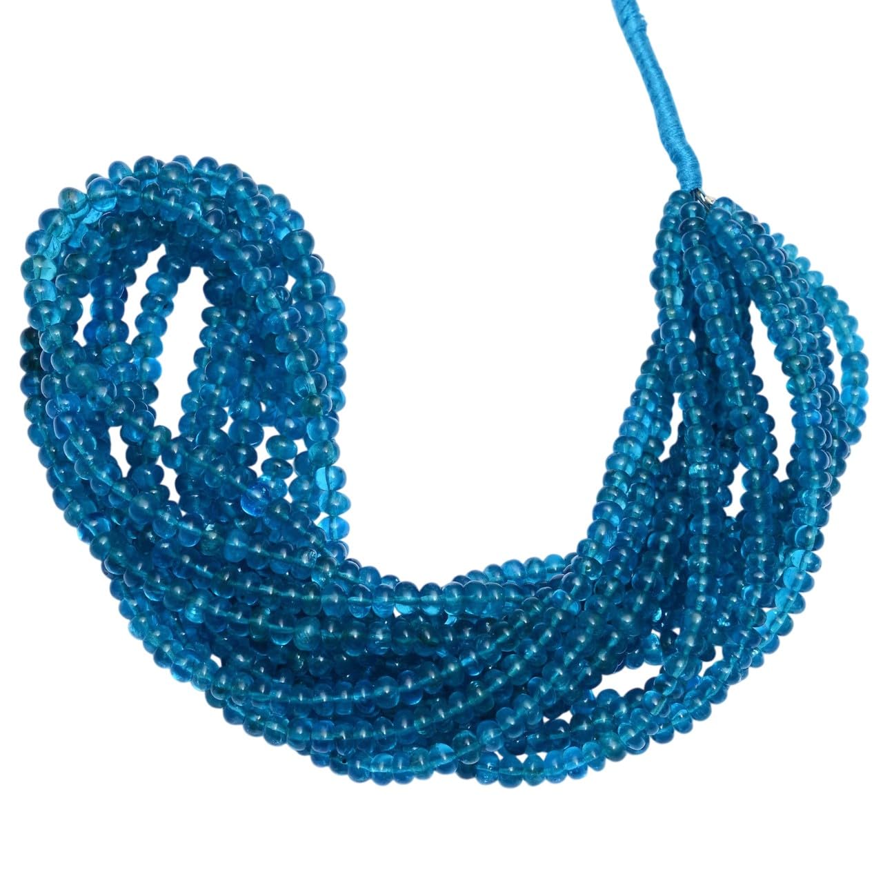 Perles rondelles en apatite néon bleue AAA+, la magie des pierres naturelles de 40cm