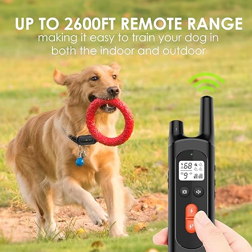 Miniatura 6 de Collar de entrenamiento para perros collar de choque para perros grandes medianos y pequeños con alcance remoto de 2600 pies impermeable recargable