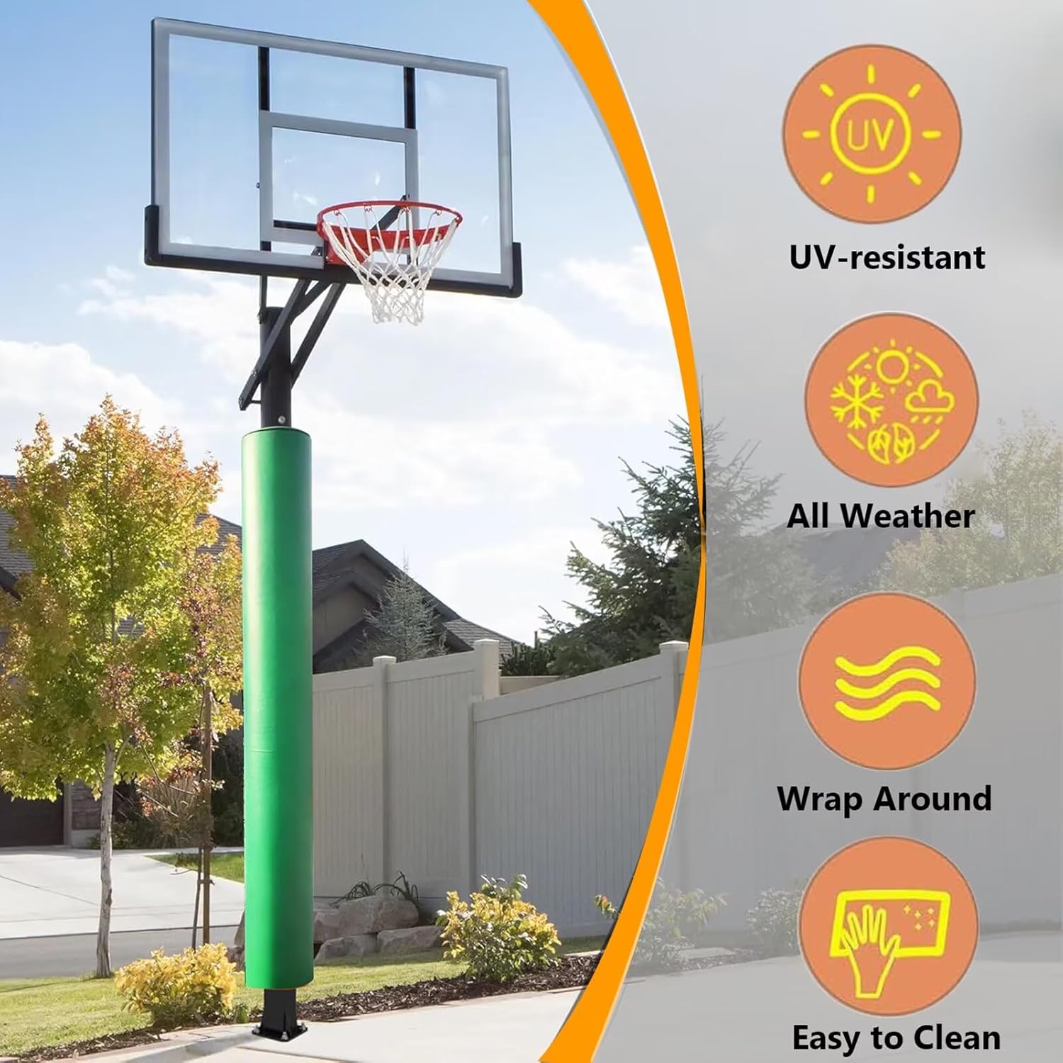 4ft Heavy Duty Safety Pad Post Wrap Padding for Dia 2.4"-10" Outdoor Round Sports Playground Post Padding Self Adhesive, All-Weather Waterproof Protective for Carport Garage Basement