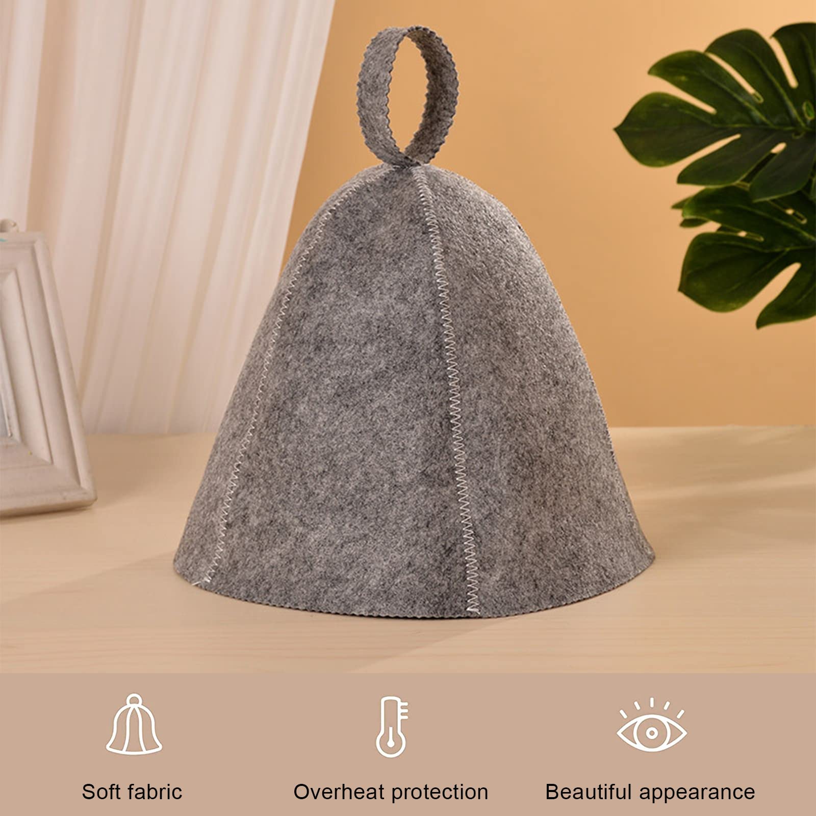 Gtwinsone 2Pcs Sauna Hat, Wool Felt Sauna Hat Breathable Sauna Hat Foldable Sauna Hat Wool Original Hats Sauna Hat for Men Women Hot Dry Steam Room Bath Sauna Accessories Hats Grey - Image 3