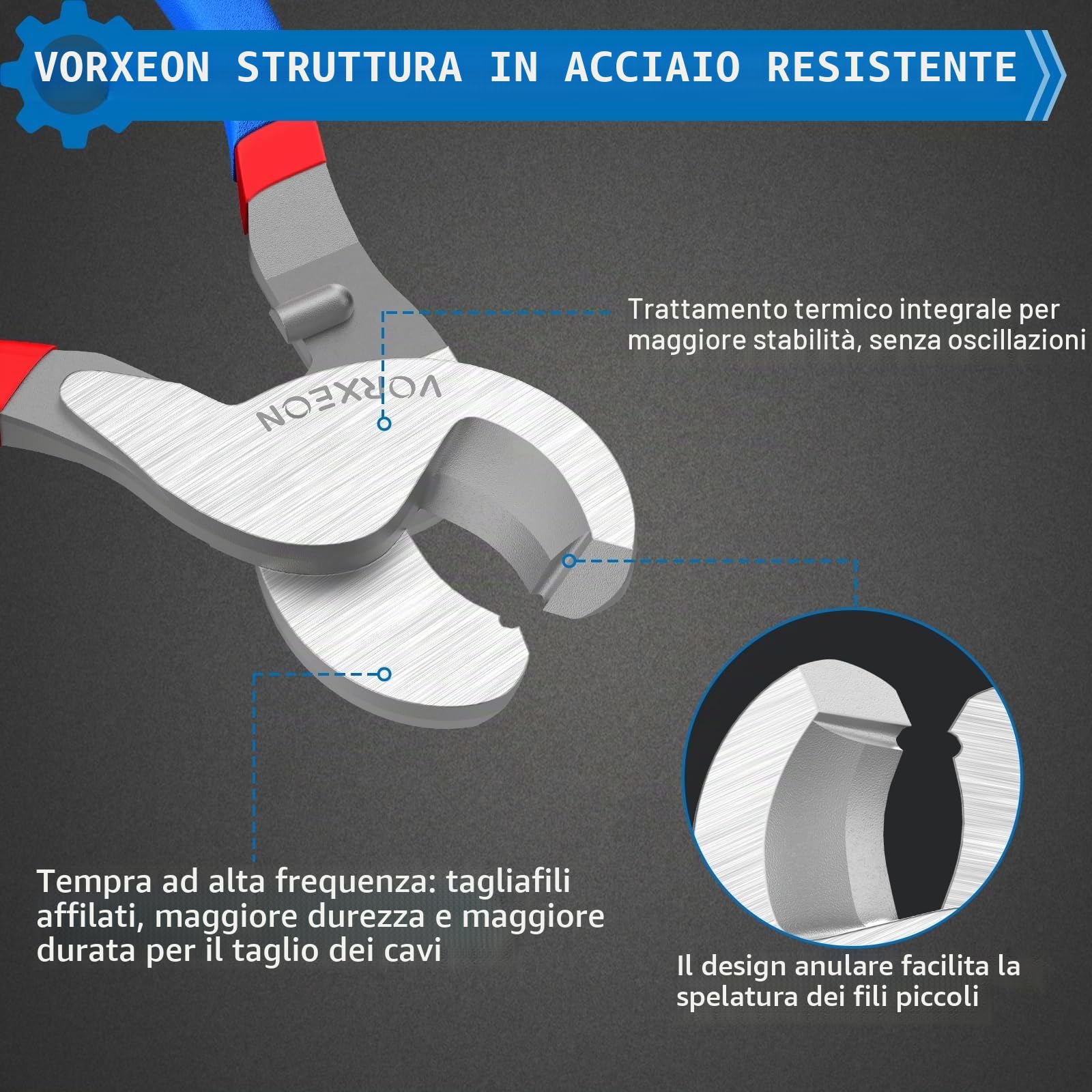 Tagliacavi 240mm, Wire Cable Cutters Acciaio 55#, Utensili da Taglio per Cavi Alluminio e Rame 0-70mm²