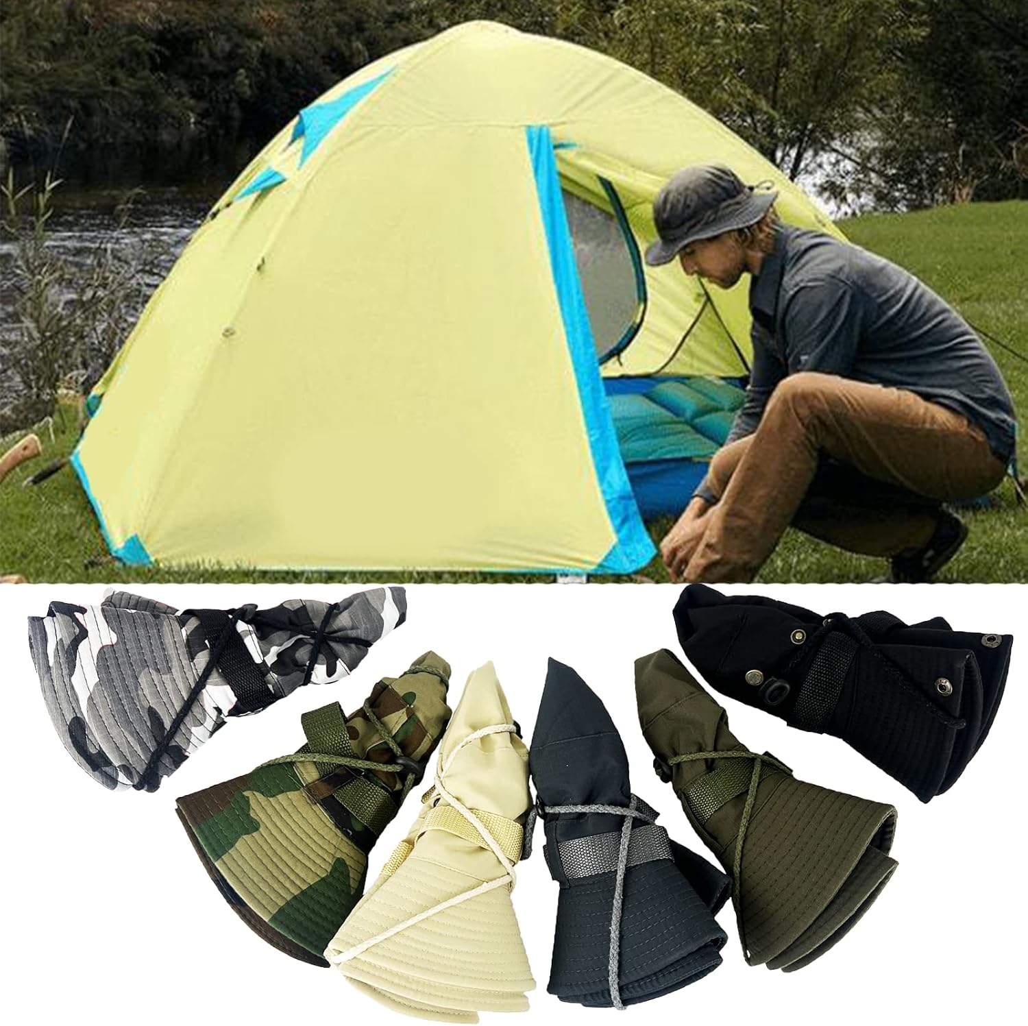 Wide Brim Fishing Hats Sun UV Protection Outdoor Bucket Hat Windproof Boonie Hat Sun Hat for Men Women (Army Green)
