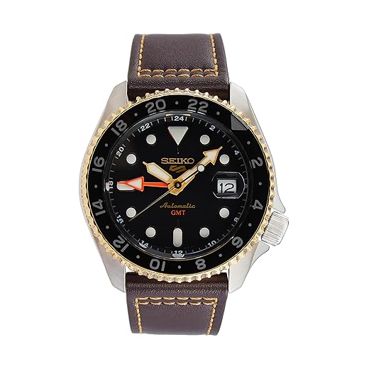 SEIKO 5 Sports SKX GMT Relógio masculino com mostrador preto automático SSK036