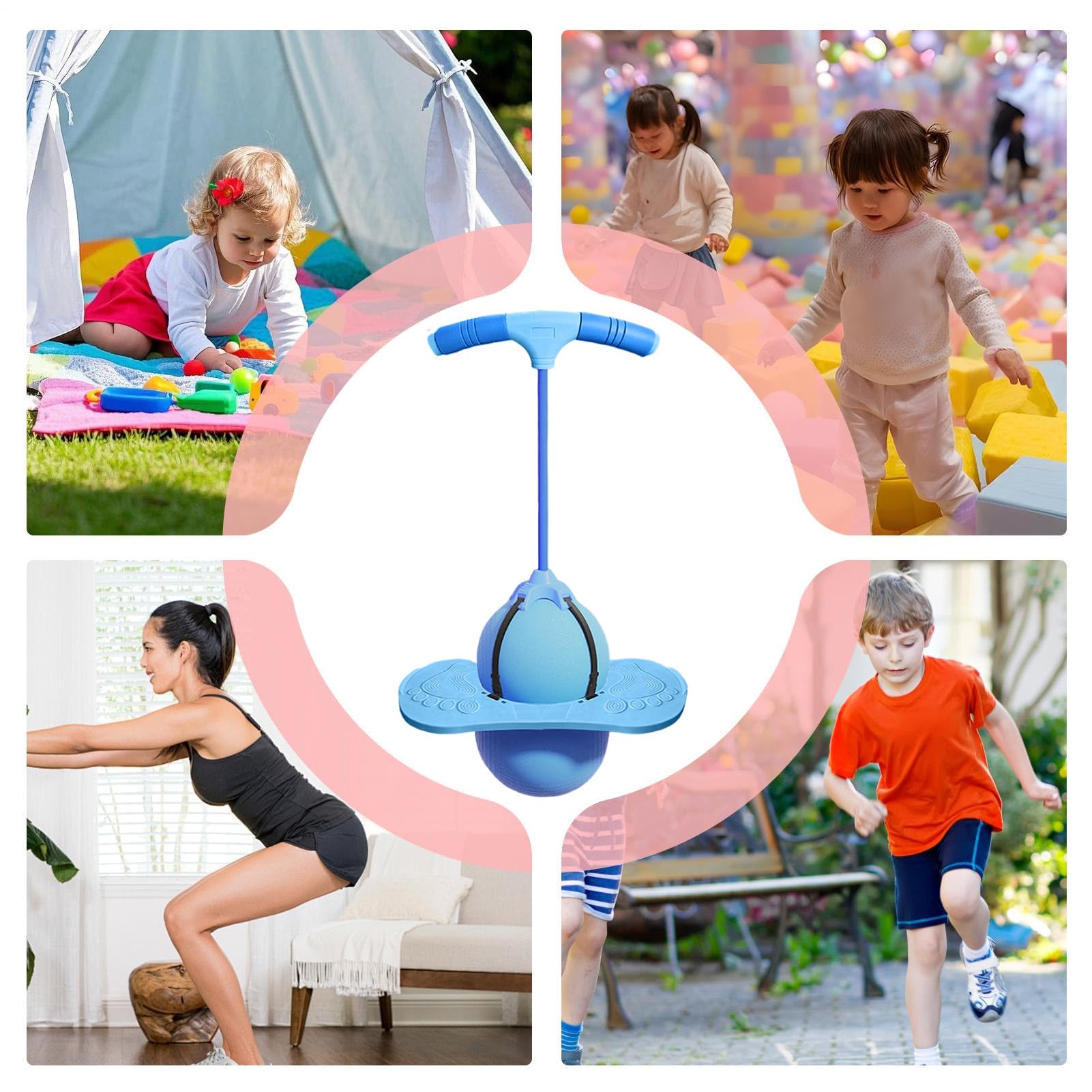 Pelotas saltarinas para niños - Juguete de equilibrio y rebote con asa,Pelota de equilibrio y salto de interior | para adultos, niños, yoga, interior, exterior, preescolar, jardín de infancia, hogar, — view 4