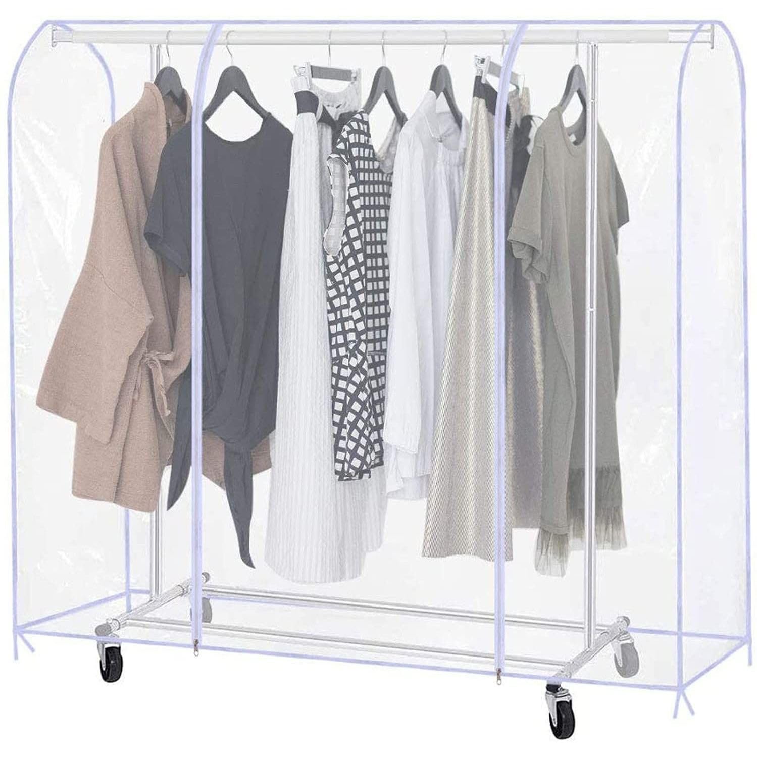 Atumvay 6ft Clothes Rail Cover Clear Garment Protective 180cm with Zippers