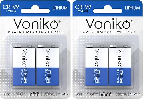 Miniatura 10 de Voniko Batería de litio de 9 V, paquete de 2 unidades, vida útil de 10 años, energía de larga duración para detectores de humo, alarmas de monóxido