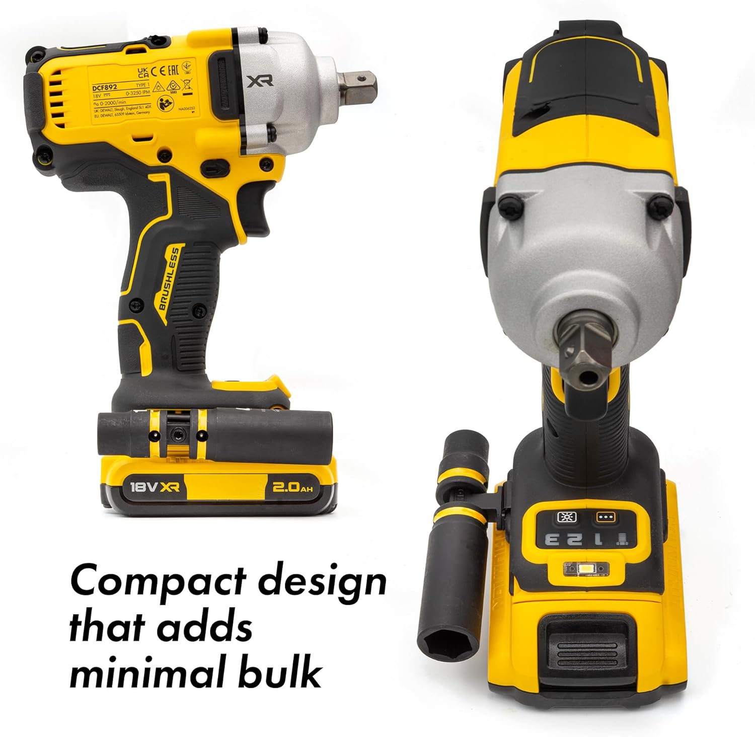 Simon Tools Socket Holder for Milwaukee & Dewalt Impact Wrenches | Choose 1/2" or 3/8" Size | Holds Two Sockets | Lightweight Aluminum, Low Profile | Mounts Using Belt Clip Screw Point