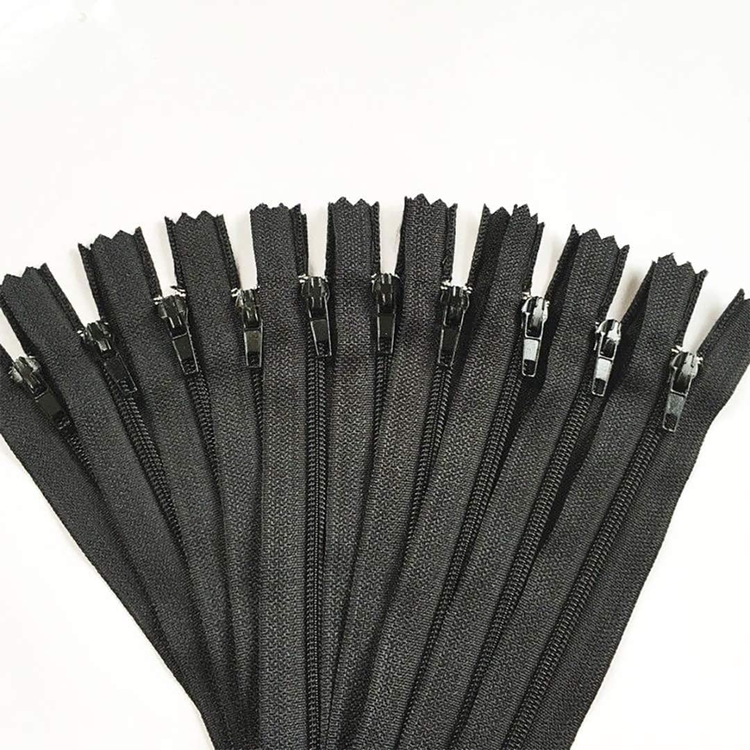On Blow 42cm Black Colored Nylon Invisible Zippers Closed End DIY Sewing Craft (Pack of 30)