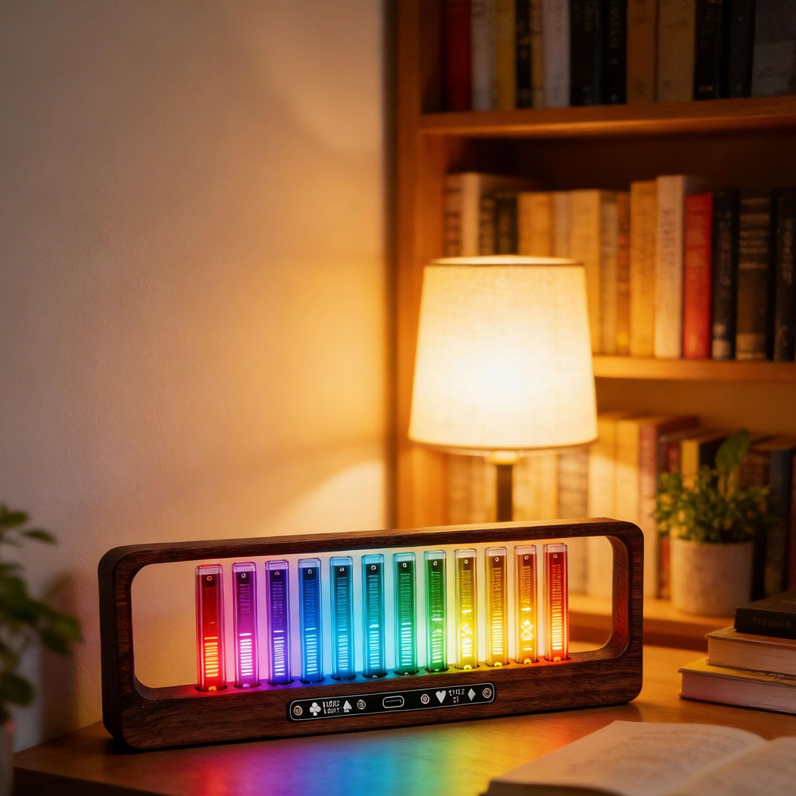 Garsent Wyświetlacz LED Widma Muzycznego z 12 świetlówkami, Analizator Widma Audio do Domowego Systemu Stereo, Miernik VU Reagujący na Dźwięk z możliwością Regulacji Koloru i Jasności
