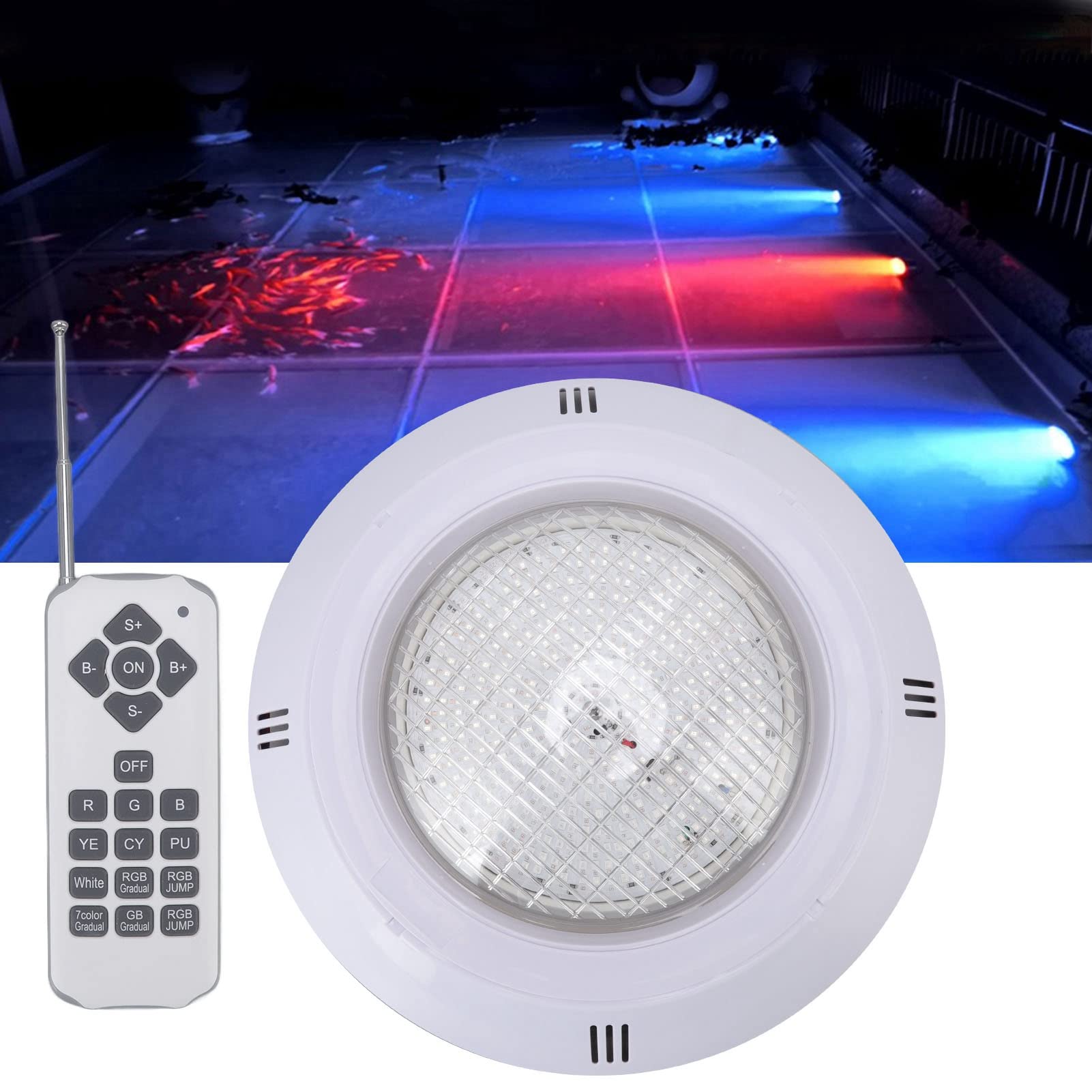 Luces LED RGB para Piscina, Luz Subacuática IP68, 12 V, Sumergible de bajo Voltaje, Control Remoto para Piscina, Acuario, Estanque, Fuente, Iluminación ABS Duradero (35W)