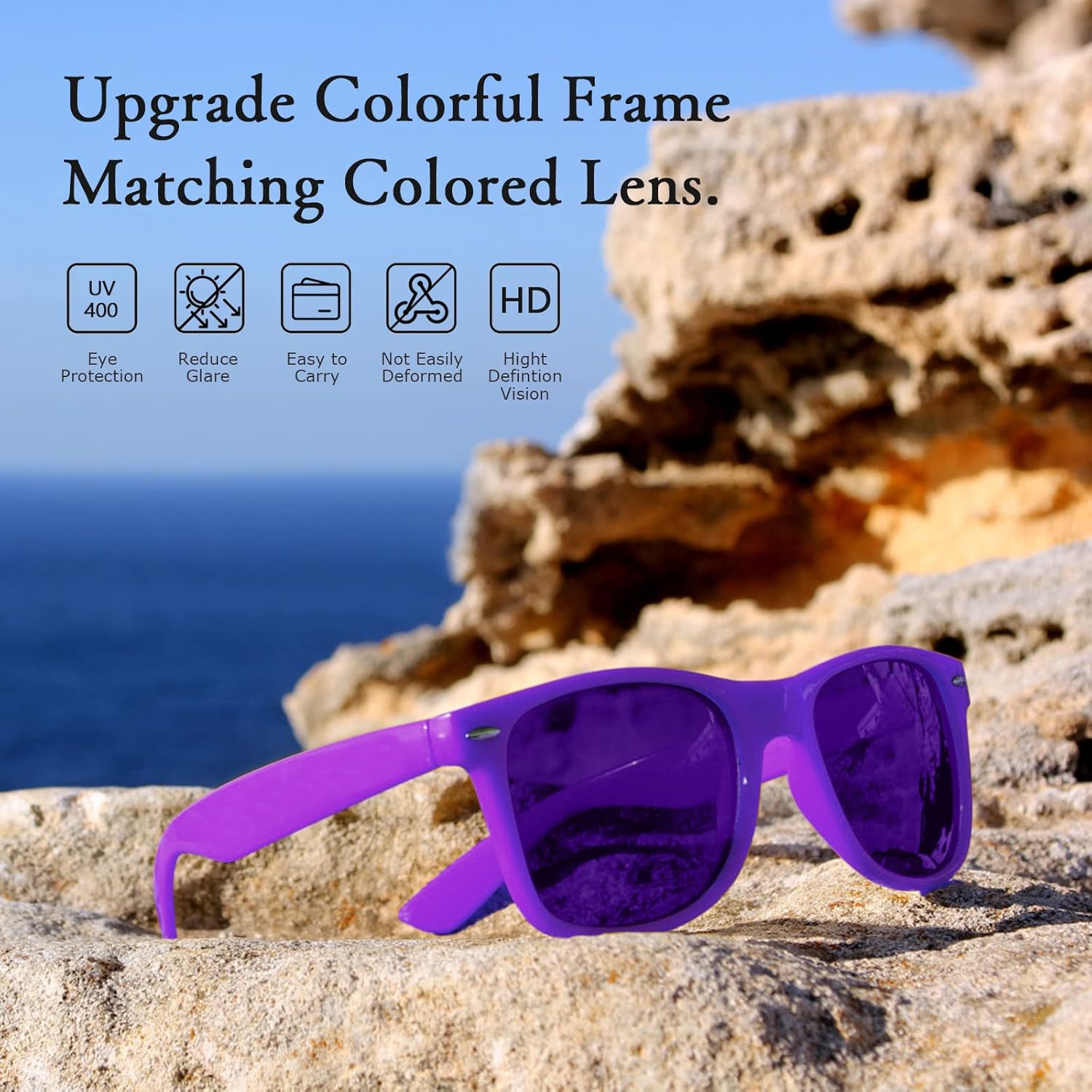 Pibupibu 8 Pack Colorful Sunglasses Bulk, Neon Colors Party Favor Supplies Unisex Sunglasses - Image 5