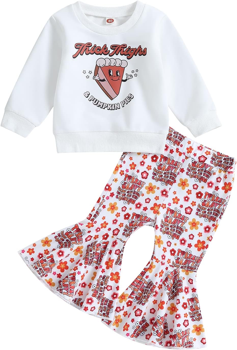 Toddler Baby Girl Halloween Outfit Hey Pumpkin Crewneck Sweatshirt Shirt Pullover Bell Bottom Pants Fall Outfits