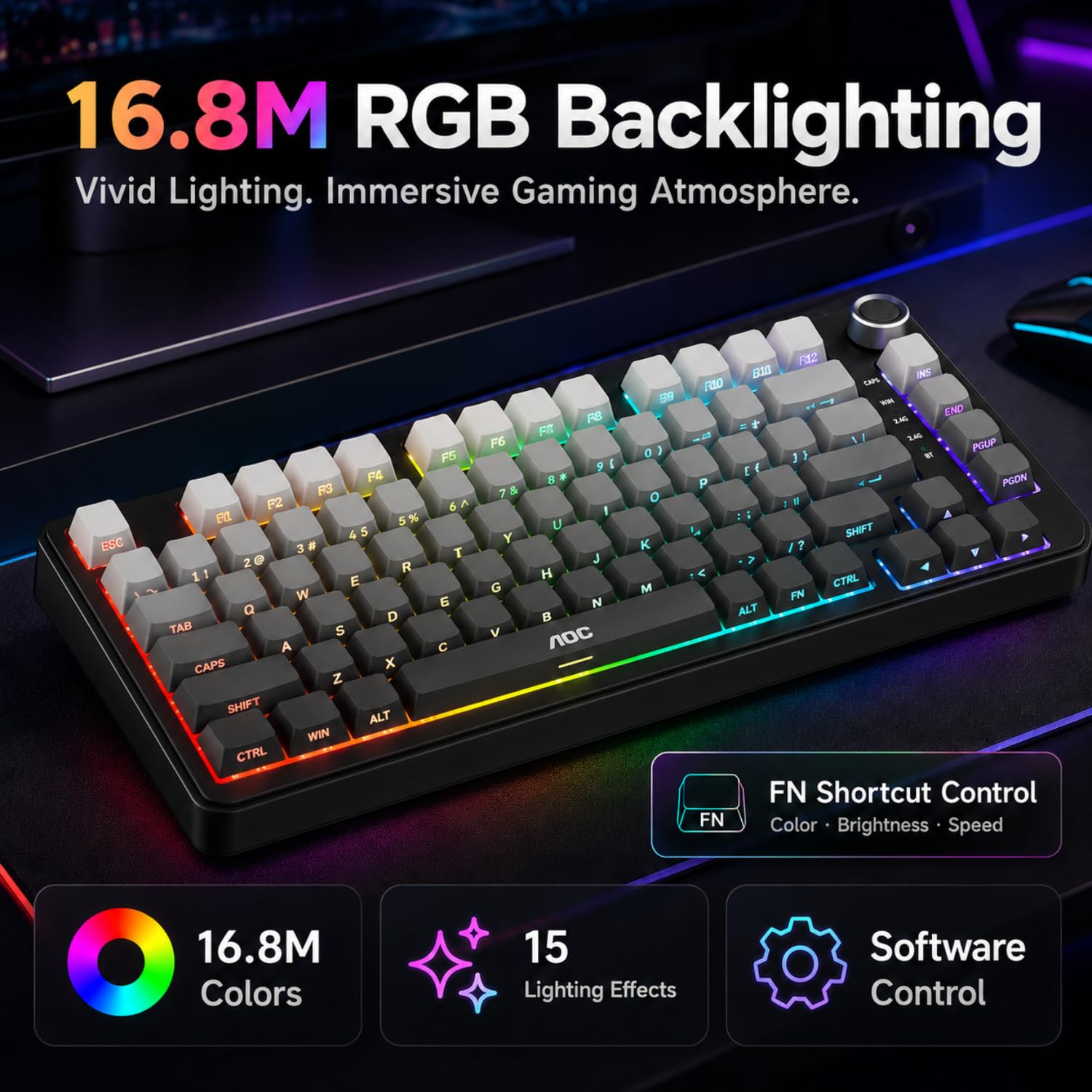 Amazon | AOC GK330 ゲーミングキーボード ホットスワップ可能