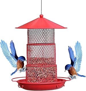 Alimentador de pássaros selvagens à prova de esquilo, alimentador dobrável de metal giratório de 3 camadas | Alimentadores de pássaros de metal para pendurar no exterior, alimentadores de pássaros à prova de esquilos pendurados alimentadores de pássaros selvagens Cucimfew