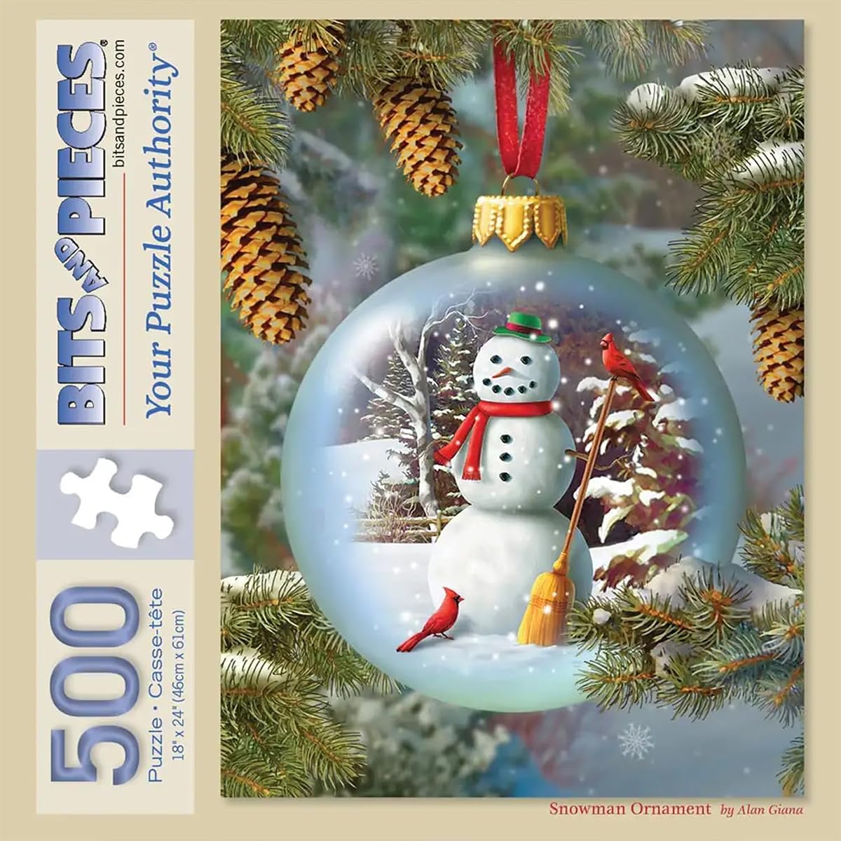 Bits and Pieces Jigsaw Puzzles for Adults 500 Pieces - Snowman Ornament | 18" x 24" Jigsaw Puzzle 500 Pieces - Christmas Ornament Christmas Puzzles - Recycled Cardboard, Bright Colors - No False Fits