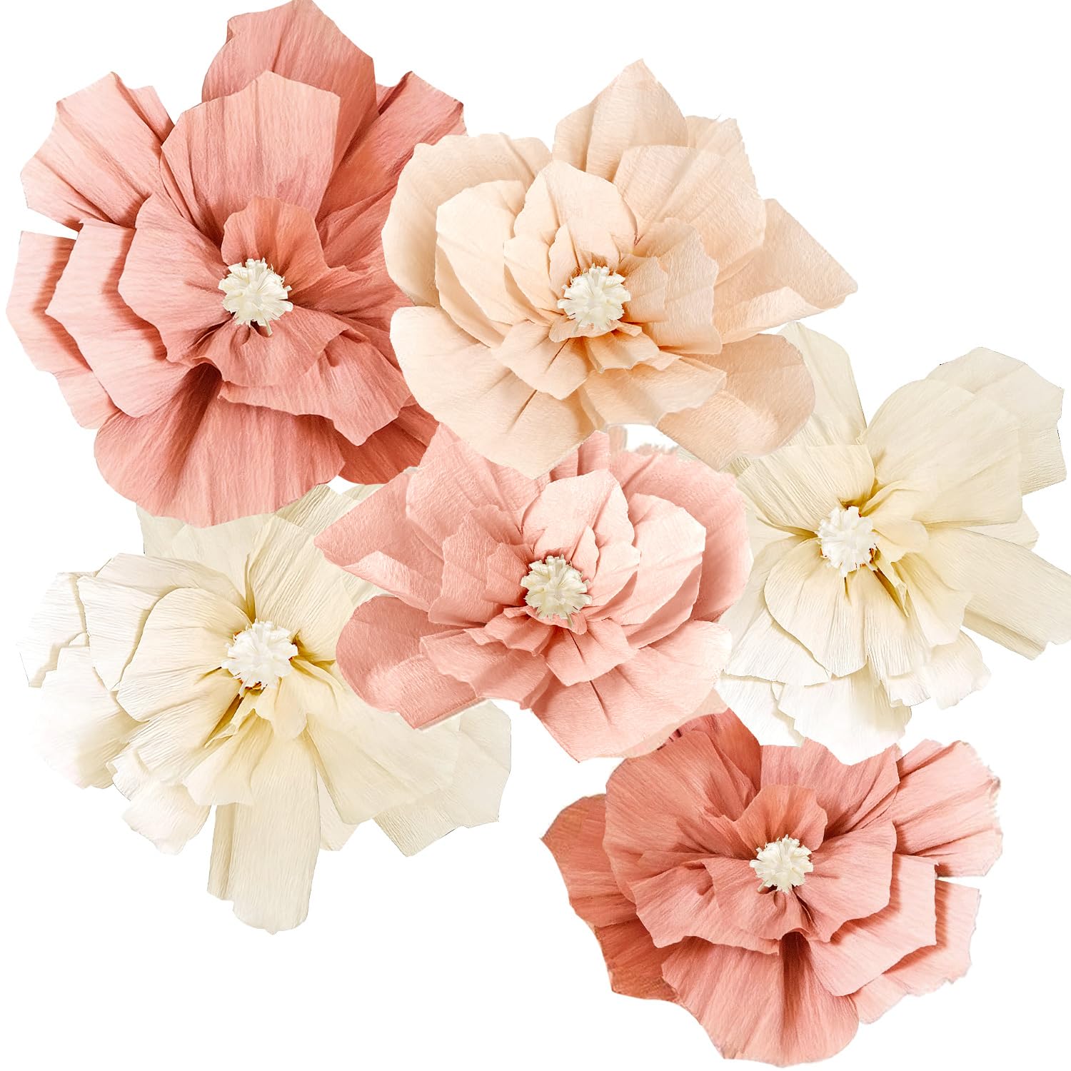 Fleurs en papier de pêche beige pour décorer une baby shower facilement